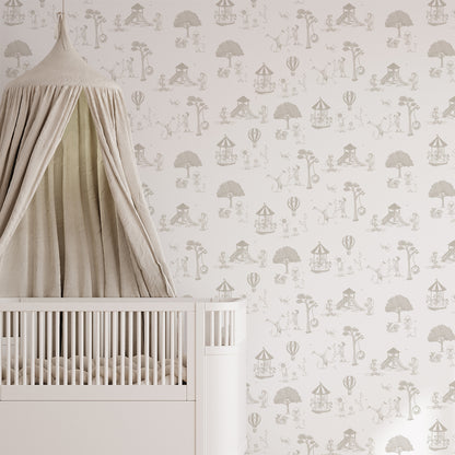 Papel de Parede Toile de Jouy – cor bege