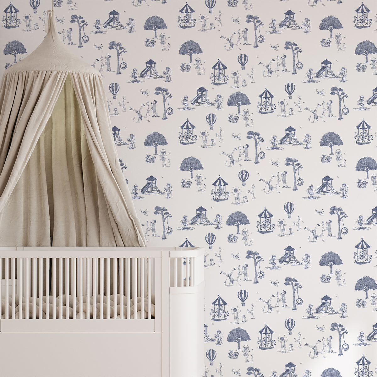 Papel de Parede Toile de Jouy – cor azul