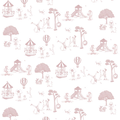 Papel de Parede Toile de Jouy – cor rosa