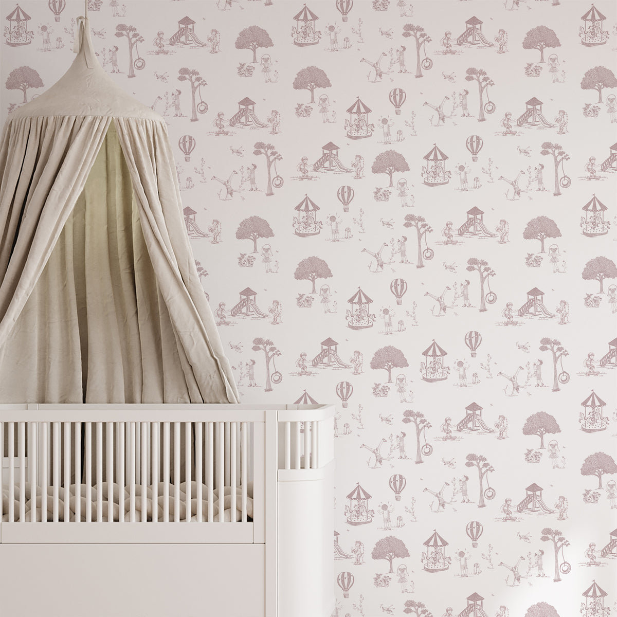 Papel de Parede Toile de Jouy – cor rosa