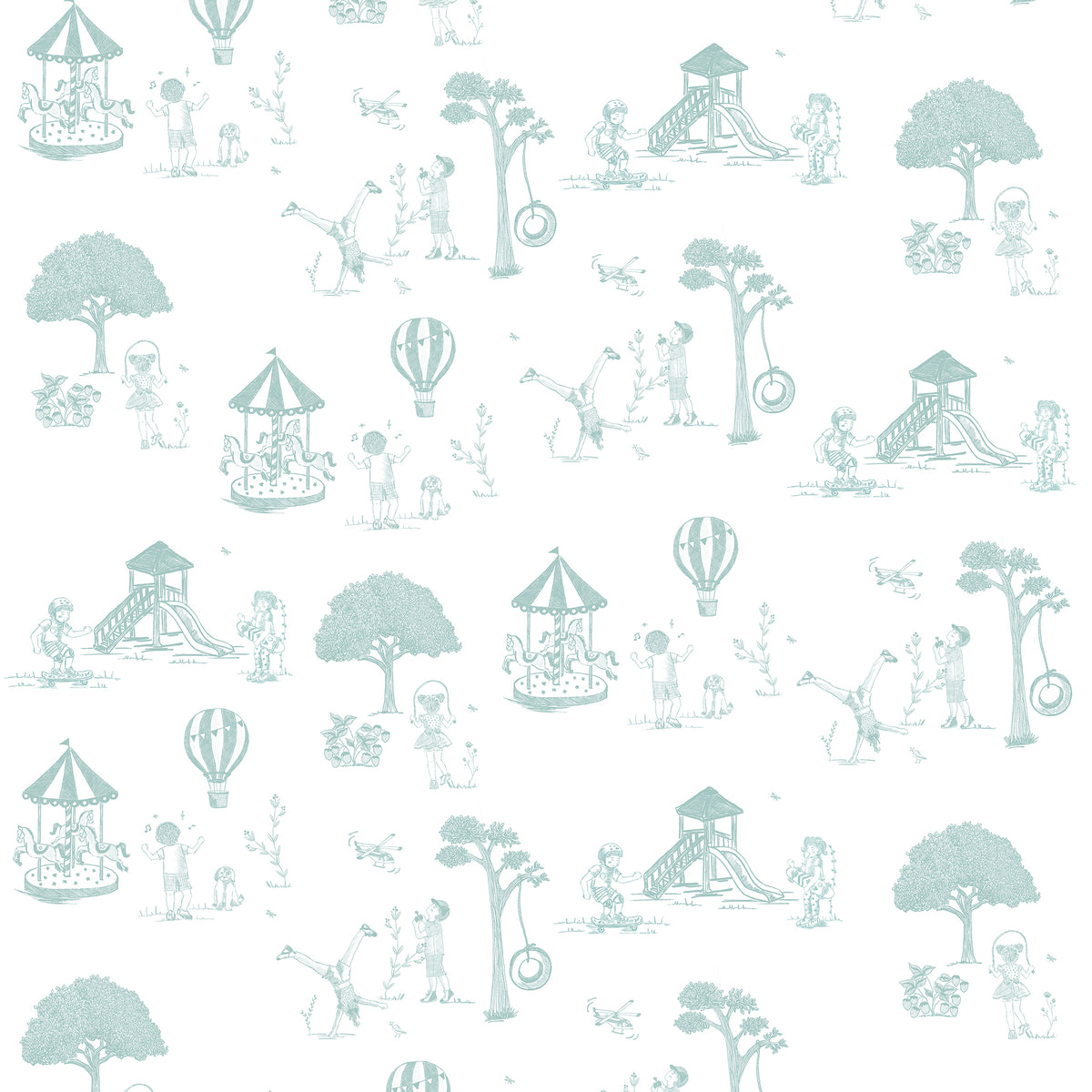 Papel de Parede Toile de Jouy – cor verde