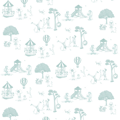 Papel de Parede Toile de Jouy – cor verde