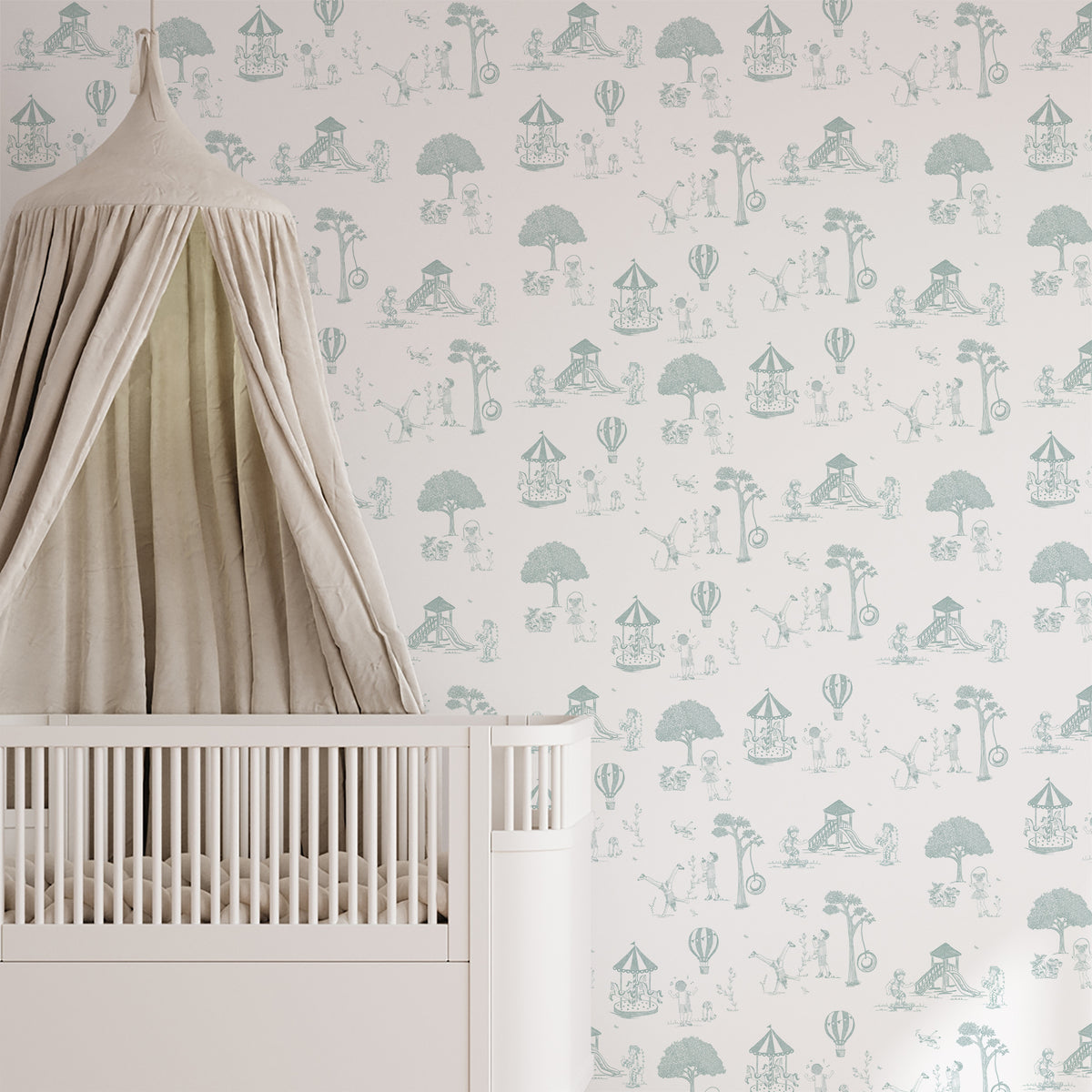 Papel de Parede Toile de Jouy – cor verde