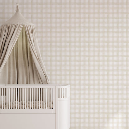Watercolor Vichy Wallpaper – beige