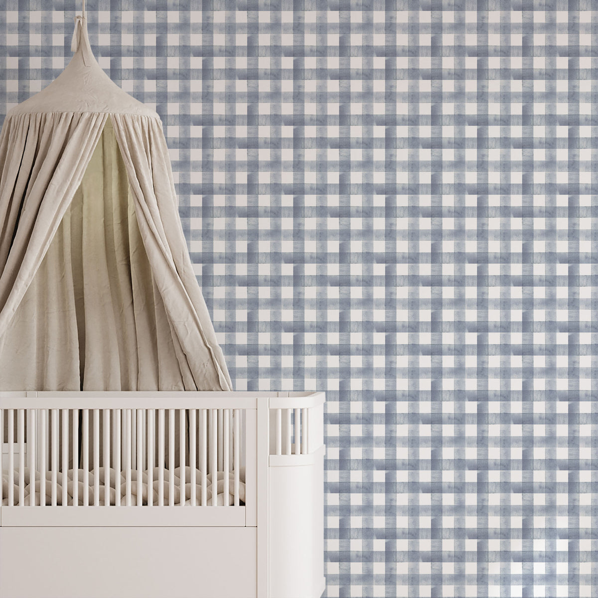 Watercolor Vichy Wallpaper – navy blue