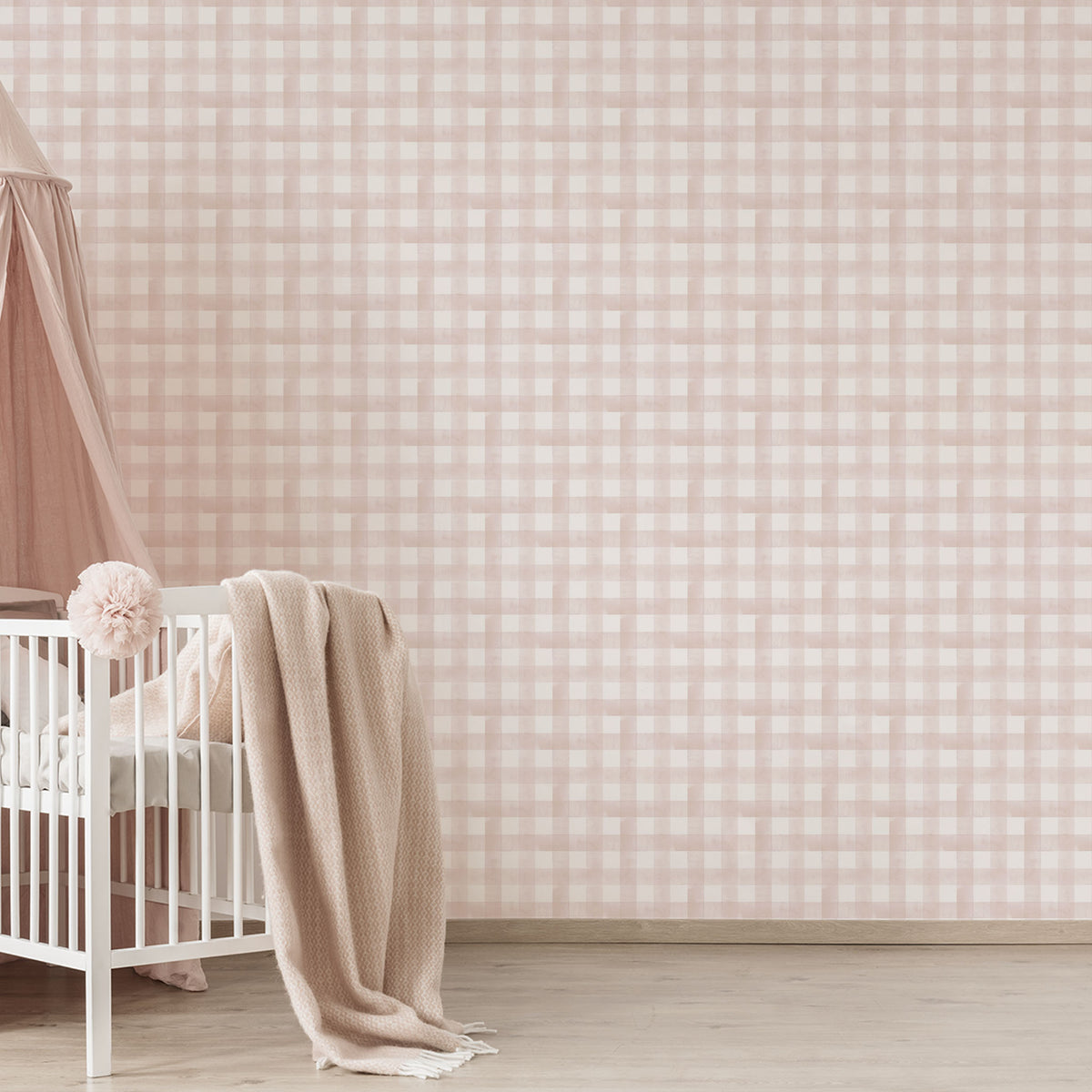 Watercolor Vichy Wallpaper – pink