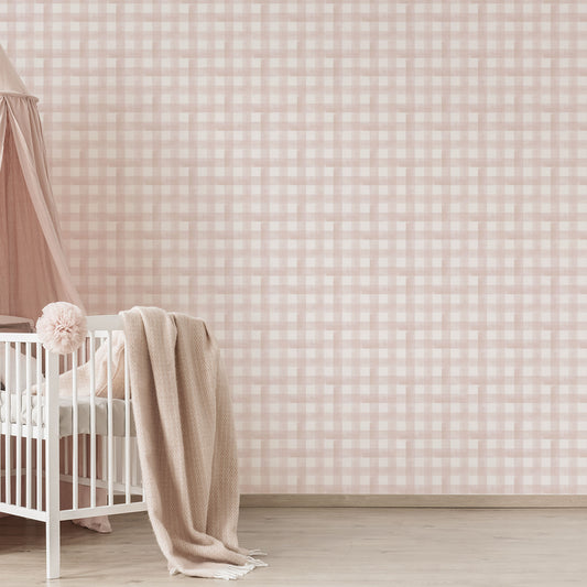 Watercolor Vichy Wallpaper – pink