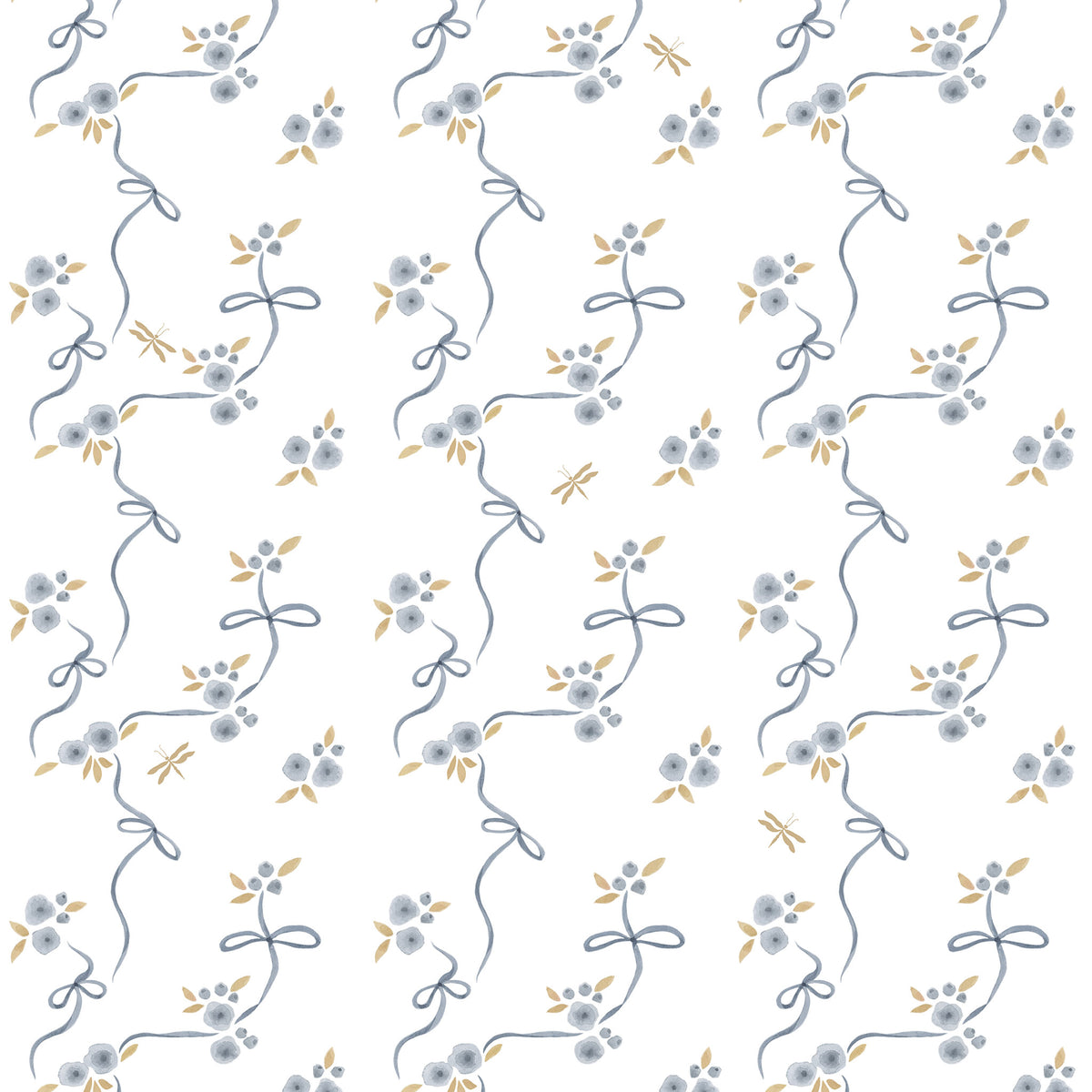 Victorian Bows Wallpaper – blue
