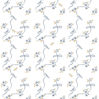 Victorian Bows Wallpaper – blue