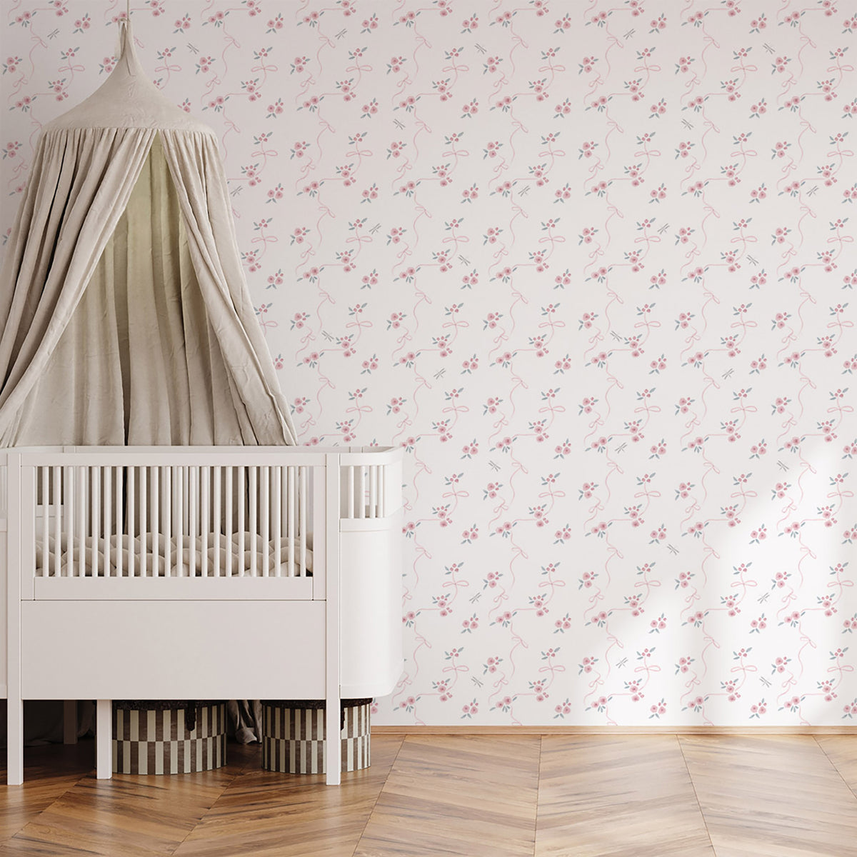Victorian Bows Wallpaper – pink