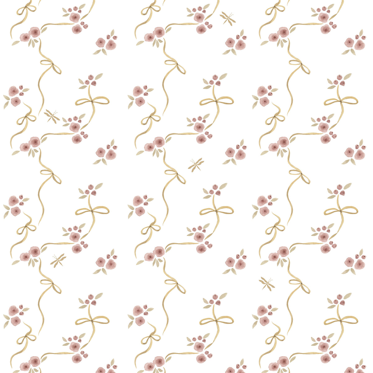 Victorian Bows Wallpaper – rose