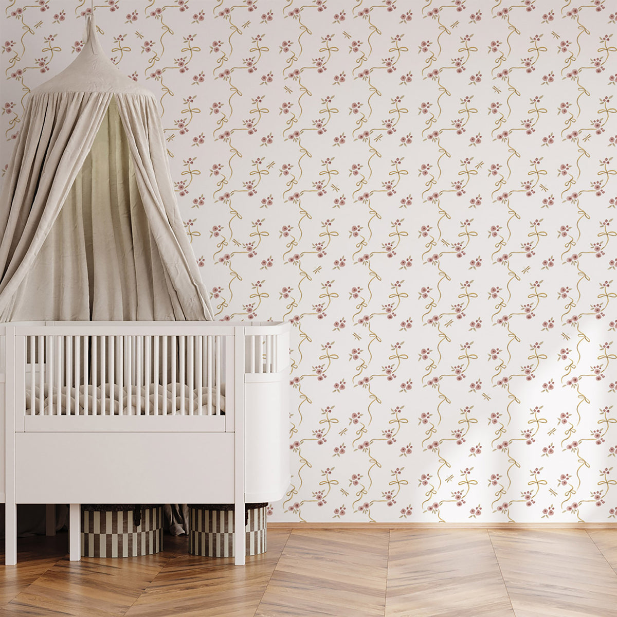 Victorian Bows Wallpaper – rose
