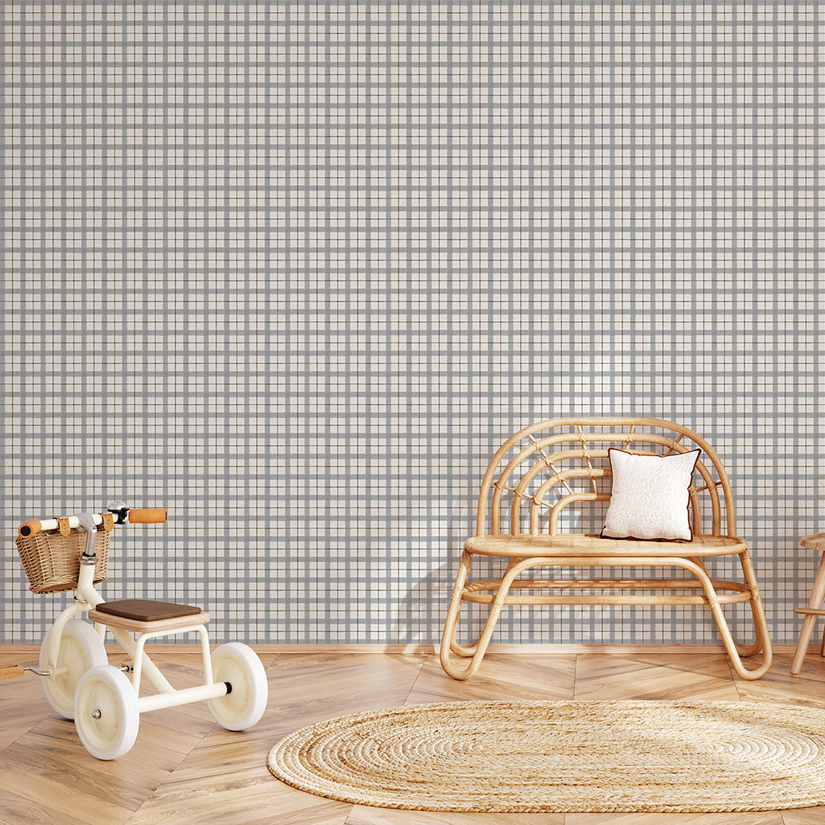 Country Linen Plaid Wallpaper